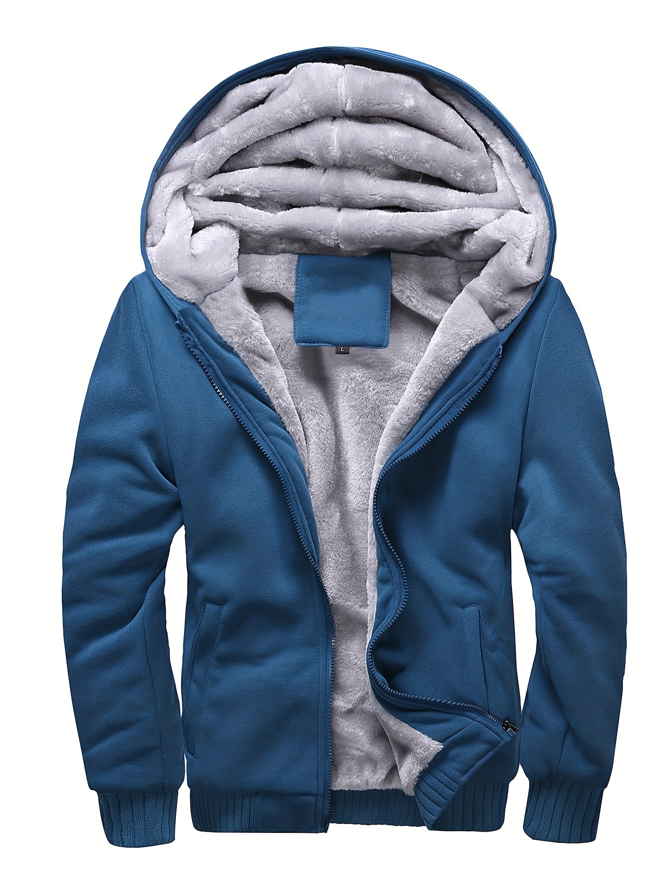 Men's Premium Athletic Soft Sherpa Lined Fleece Zip Up Hoodie Sweater  Jacket (Royal Blue, XL) 