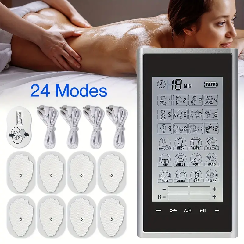 24 Modes Ems Electric Muscle Care Stimulator 4 Output Channel Tens Unit  Machine Physiotherapy Pulse Body Massager - Temu