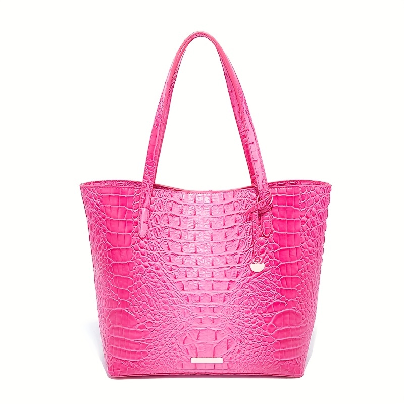 Vintage Crocodile Embossed Tote Bag for Women PU Leather Shoulder Bag With  Inner Large Capacity Shopping Bag Lady Purse