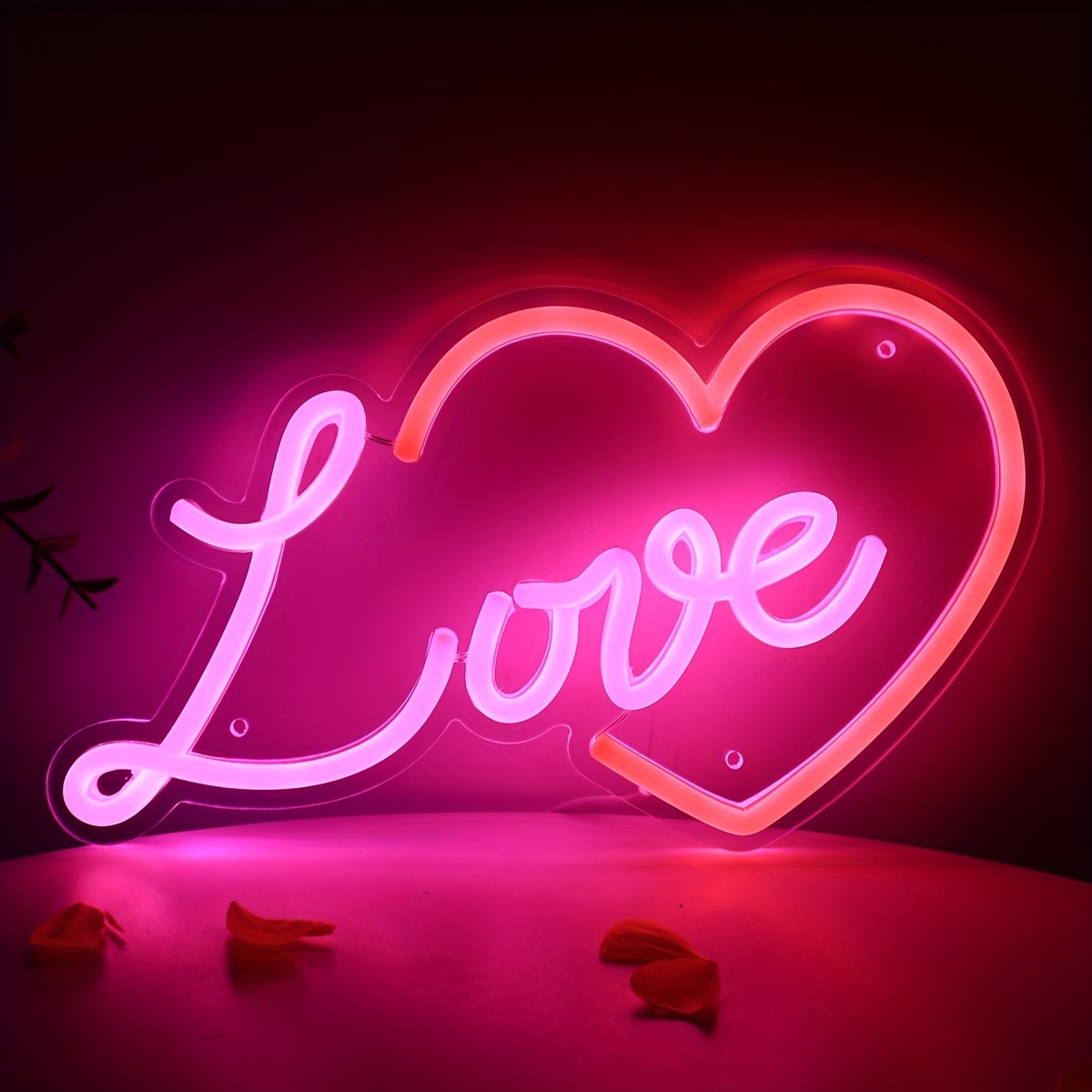 1pc Cuore Neon Segno Luce, Cuore Fuso Neon Luce Specchio Segno, Decorazione  Da Parete, Camera Da Letto, Stanza Delle Ragazze, LED Cuore Rosa Neon