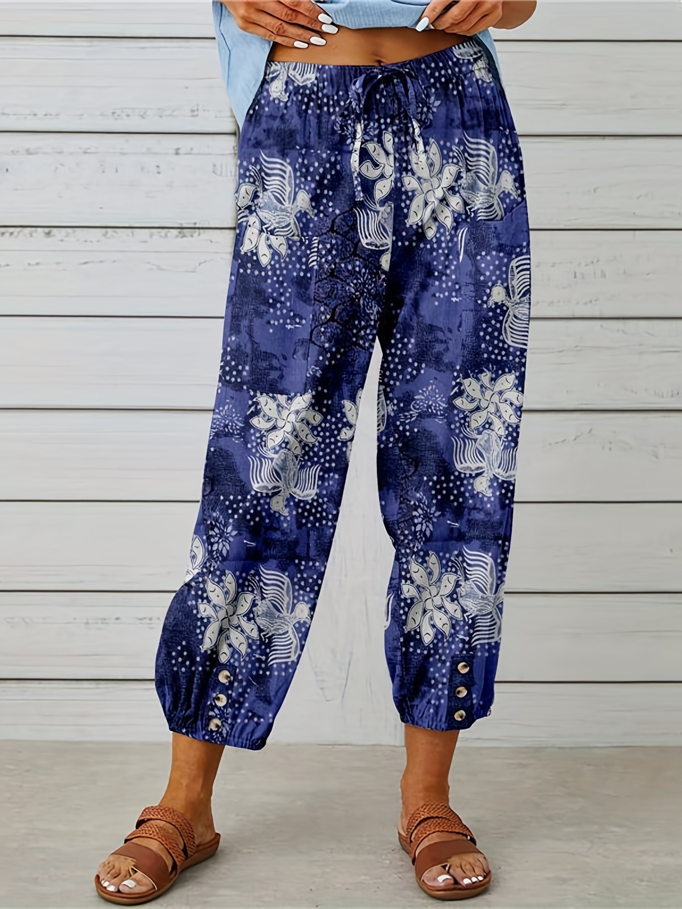 Vacay Pants Pantalon Femme Grande Taille Imprim Tropical Temu