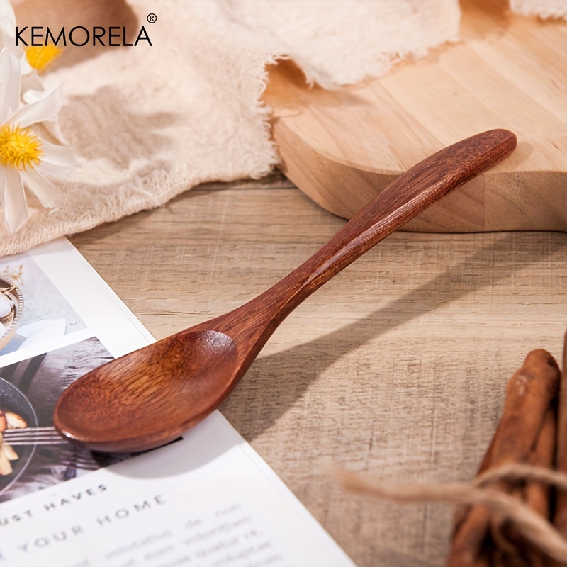 1 5pcs Soup Spoon Wooden Coffee Spoon Simple Milk Spoon - Temu