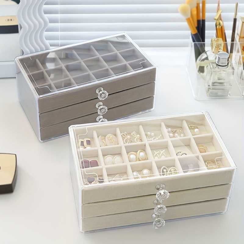 Desktop Jewelry Box 3 Drawers Clear Jewelry Organizer - Temu