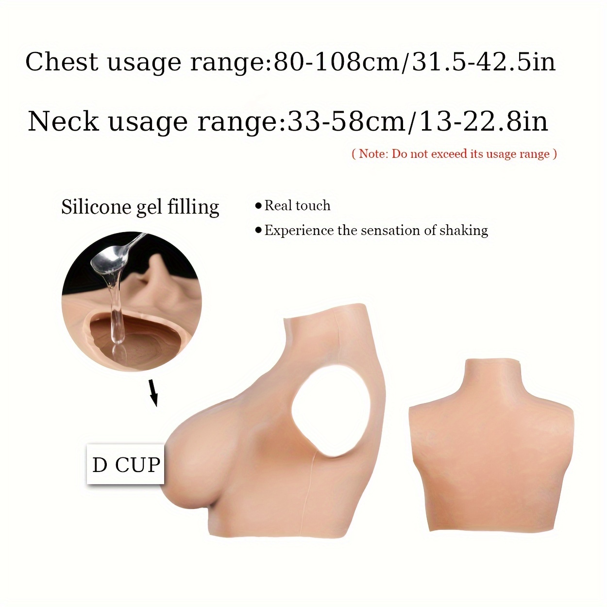 Soft Silicone Breast Forms High Collar Style Boobs Enhancer Fake