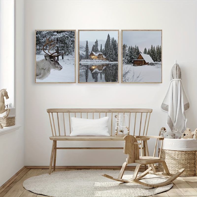 Winter Snowy Scenery Canvas Painting - Modern Art