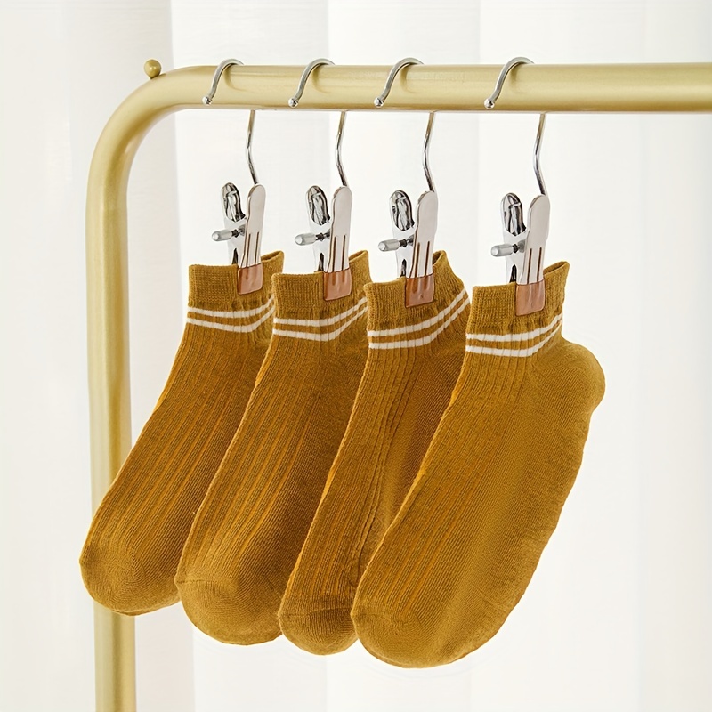  4 Pieces Metal Sock Clips with Wooden Handle Laundry Hanging  Hooks Clips Wooden Clothespins Cloth Clips Sock Clip Hat Clip Drying Clips,  Golden : Home & Kitchen