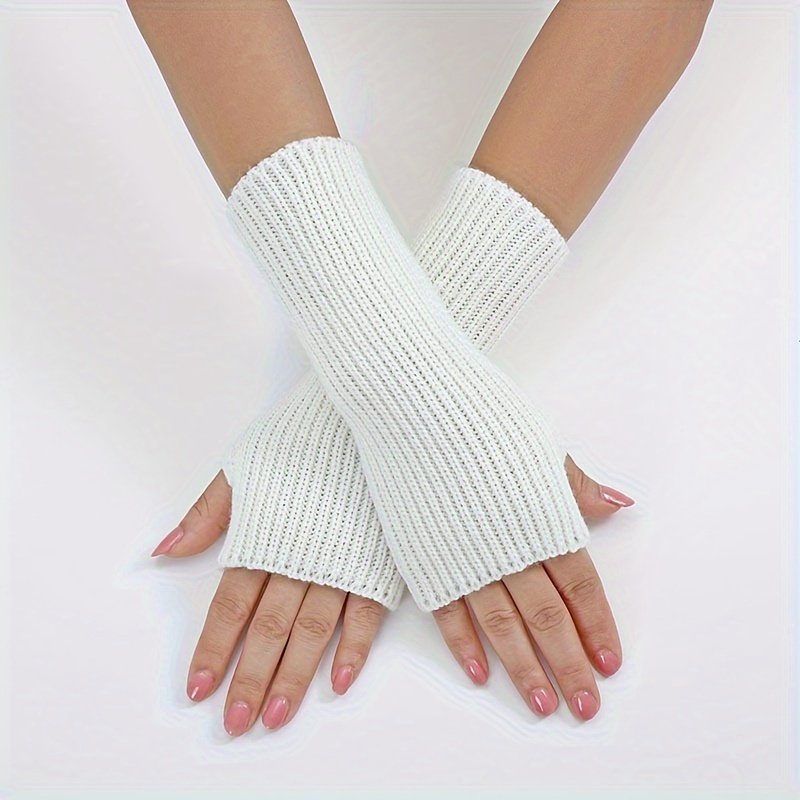 Minimalist Solid Color Fingerless Gloves With Thumb Hole Short