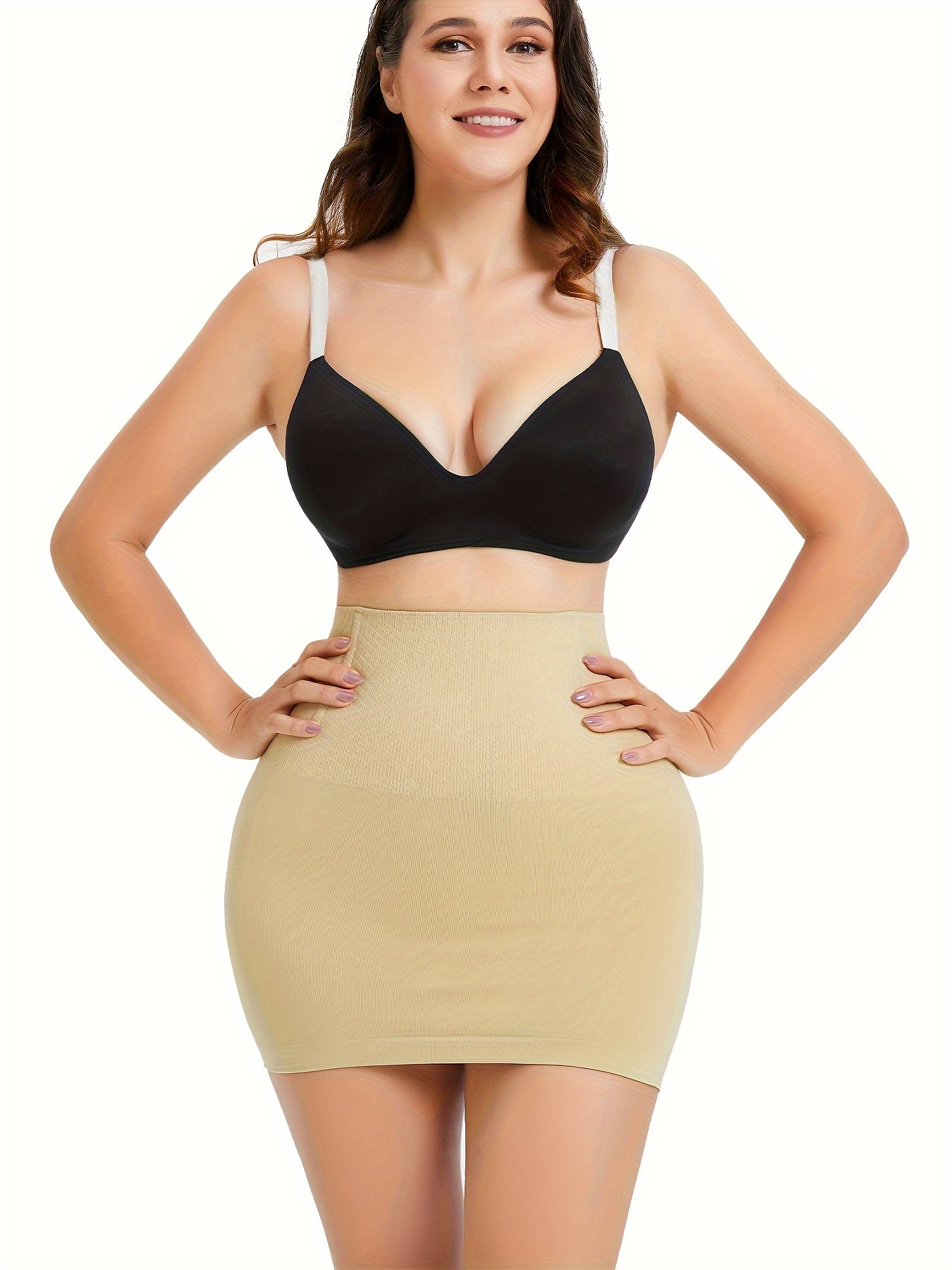 Womens High Waist Tummy Control Slips Seamless Skirt Half Slip Underwear Shapewear  Body Shaper Butt Lifter Petticoat Underskirt