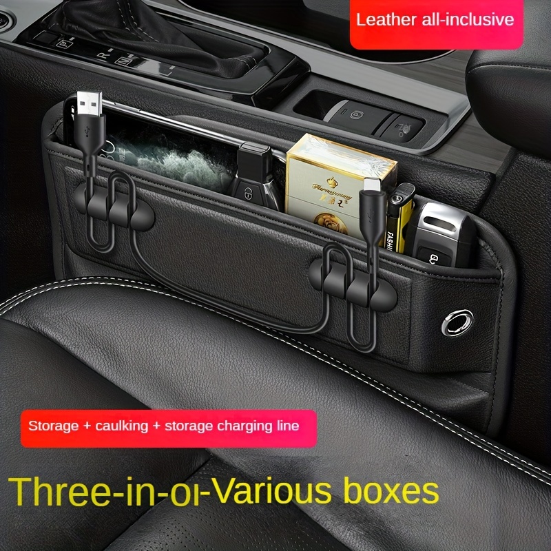 Car Seat Side Organizer with Charger Cable Car Seat Gap Storage