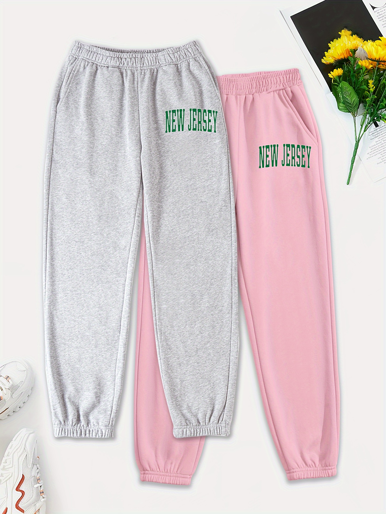 Pants Girls Heart Cross Print Casual Pull Comfy Active - Temu