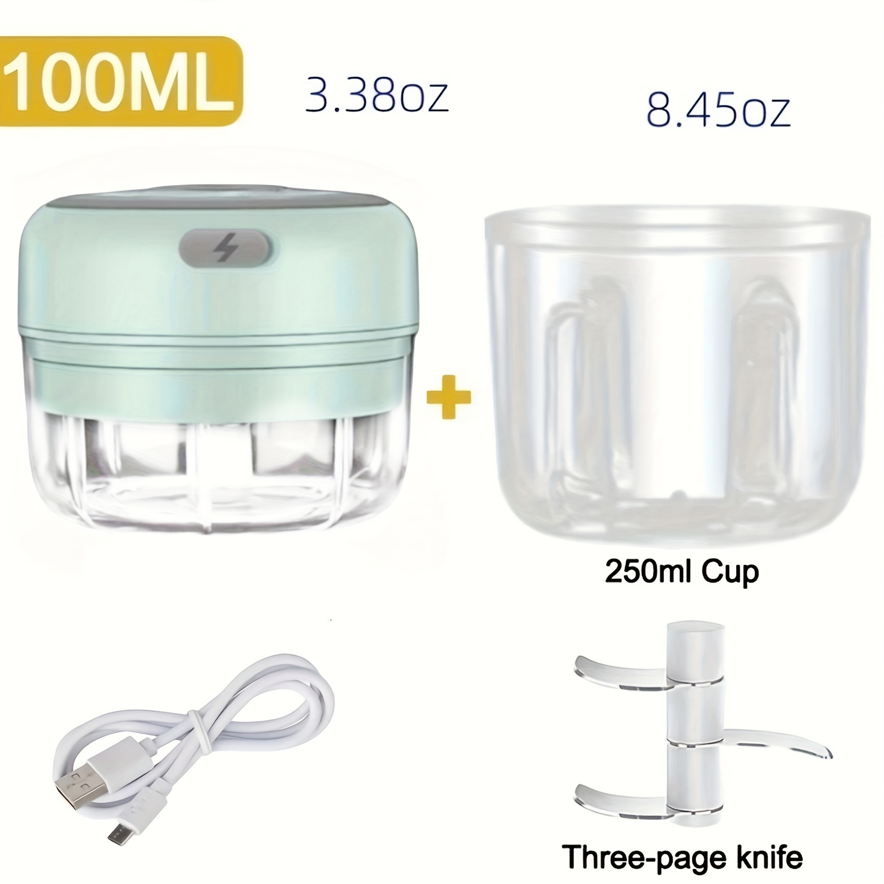 100ml/250ml Mini USB Wireless Electric Garlic Masher Press Mincer