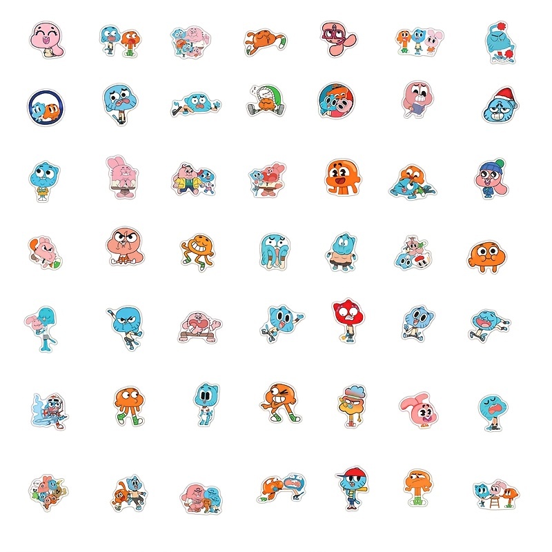 50pcs The Amazing World of Gumball Stickers|Vinyl Waterproof Stickers for  Laptop,Car Bumper，Luggage,Skateboard,Water Bottles,Computer,Phone, Teens