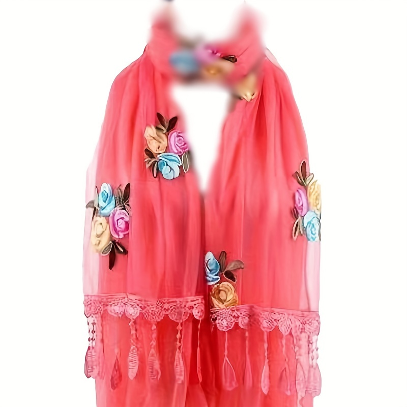 Flower Pattern Scarf Lace Shawl Wrap