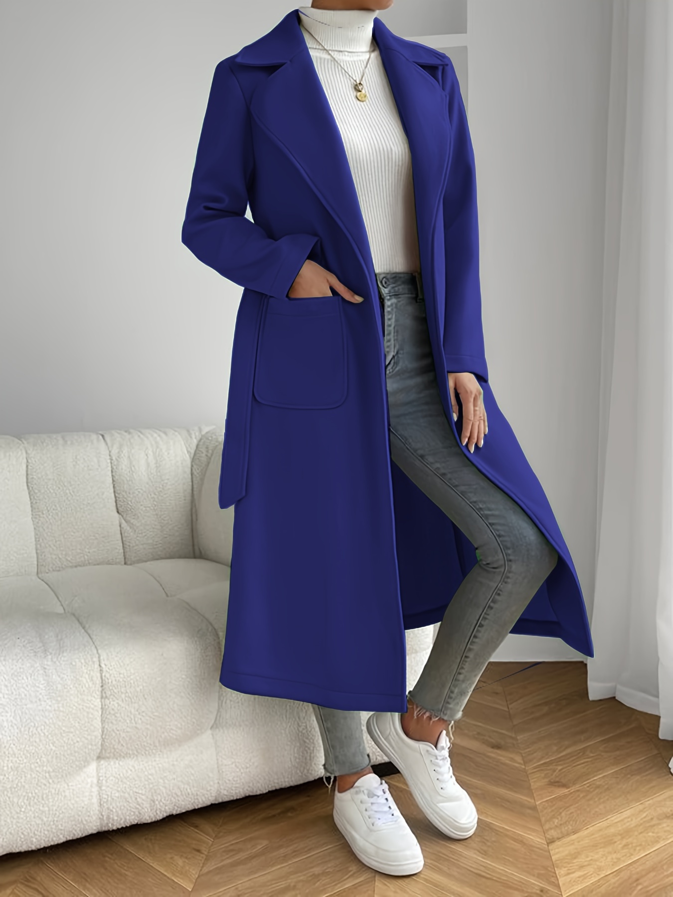 Royal blue trench coat womens online