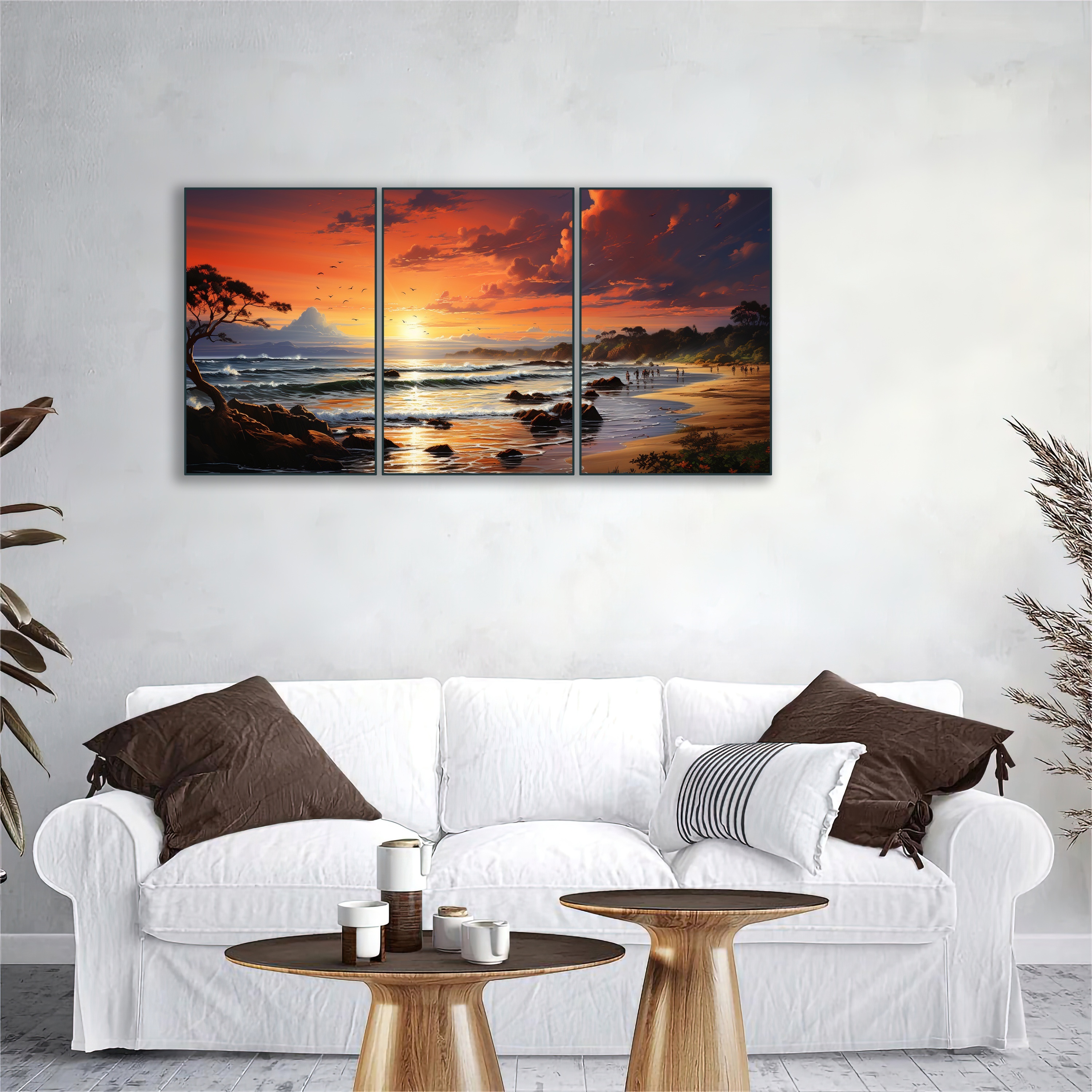 3pcs Set Framed Nordic Modern Style Canvas Paintings Beach Paths And Sea  Views Posters Living Room Home Office Wall Decoration 11 81x15 74 Inches, Shop On Temu And start Saving