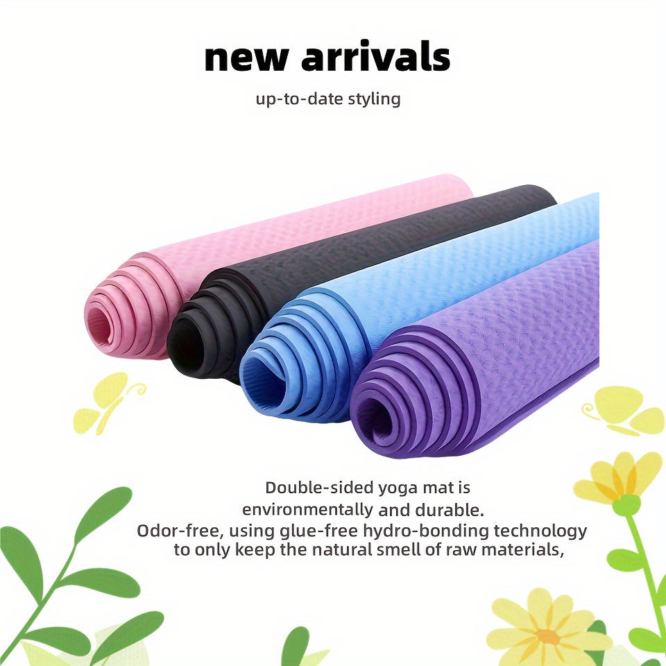 Esterilla antideslizante de doble capa para Yoga, almohadilla con línea de  posición para gimnasia y Pilates