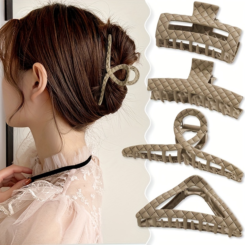 Plaid Imprinted Hair Claw Ponytail Holder Shark Claw