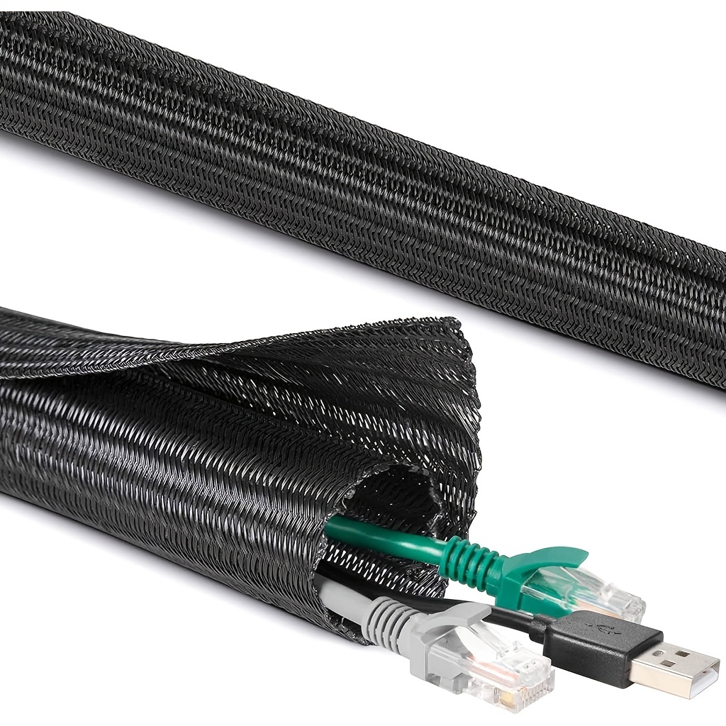 Organize Cables Pet Flexible Braided Cable Sleeve Electrical - Temu