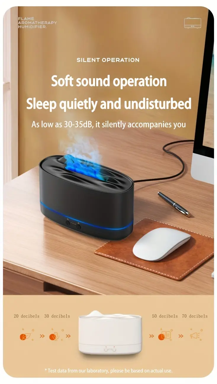 1pc simulation flame ultrasonic humidifier aromatherapy diffuser 7 colors lighting diffuser usb free filter  oil diffuser air freshener for bedroom travel details 9