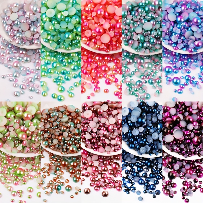 200pcs/bag Ab Color Nail Art Pearl Decorations, Popular Flat