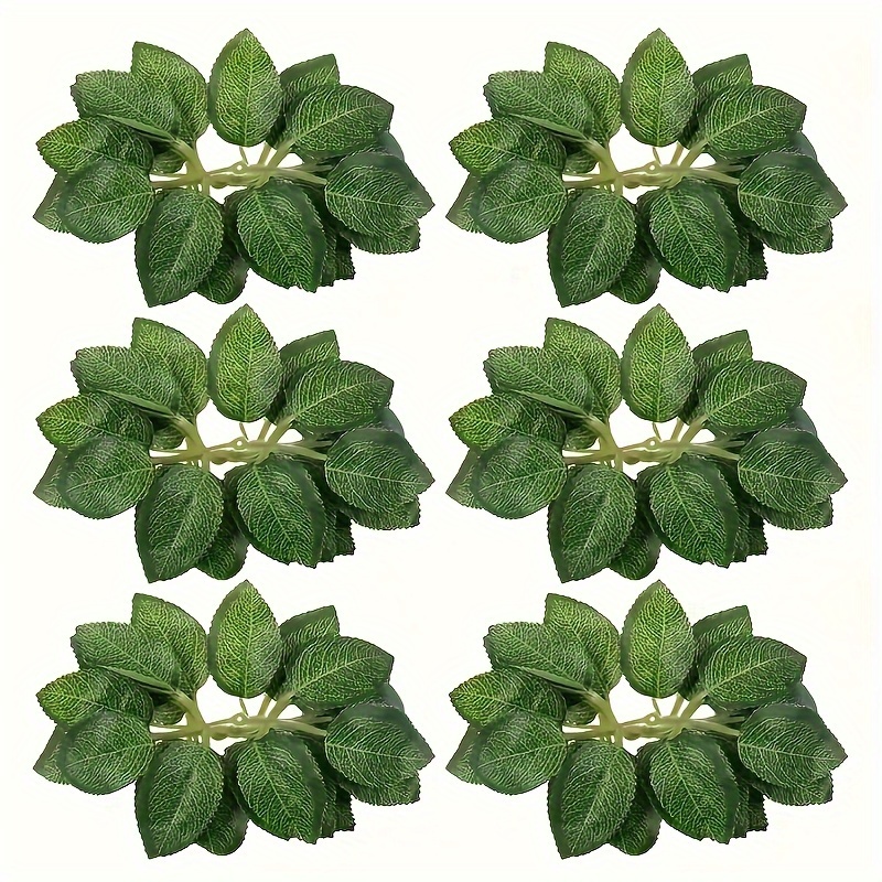 

20pcs/50pcs Value Pack Green Plants, Hexagonal Silk Screen Printing, Rose Leaves, Silk Screen Flowers, Rose Leaves, Handmade Rose False Leaves