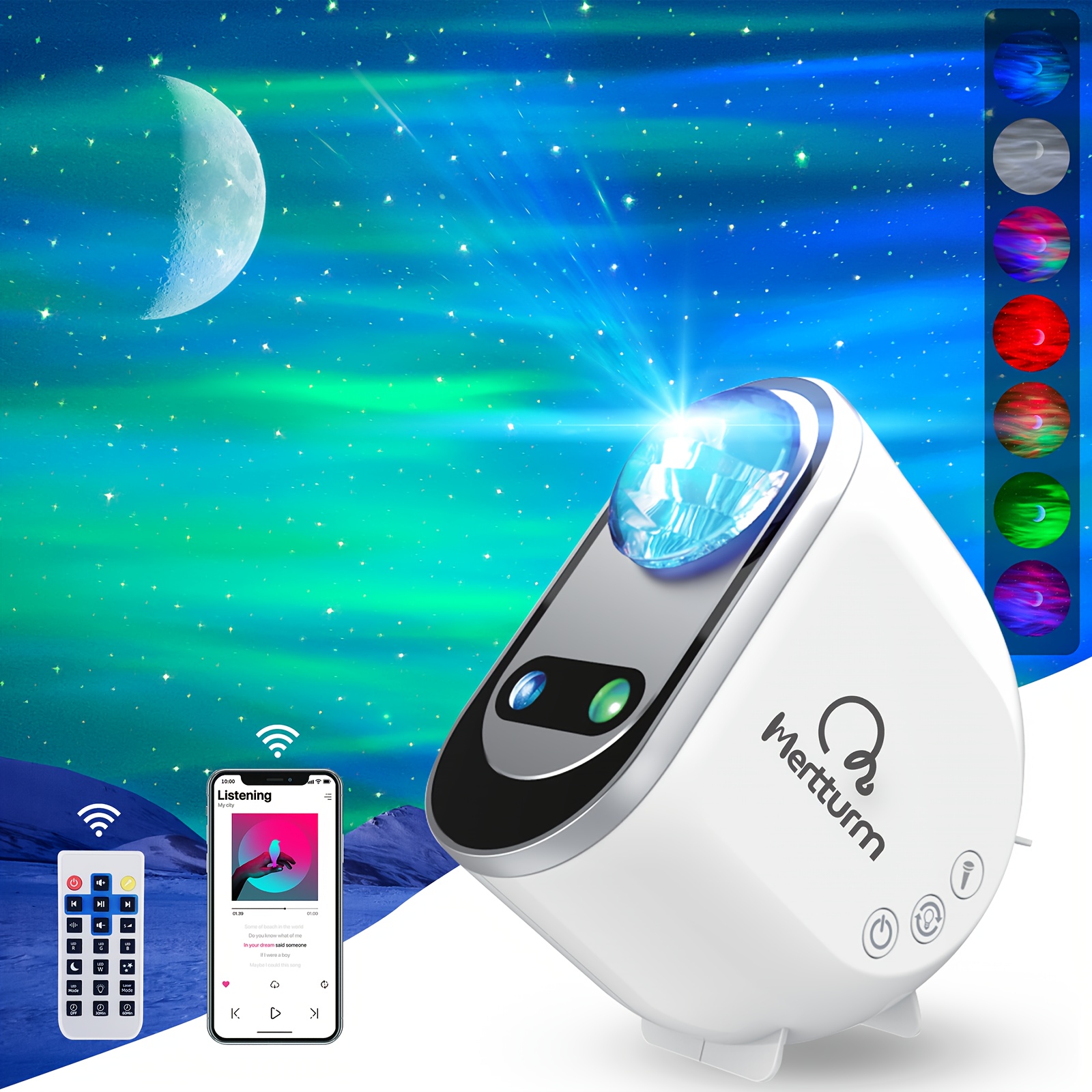 Star Projector, Galaxy Projector Ocean Wave Projector with Music Player  Timer Bluetooth, Kids Night Light Projector with Color Changing Lights  Remote, Skylight Star Projector for Adults Kids - White 