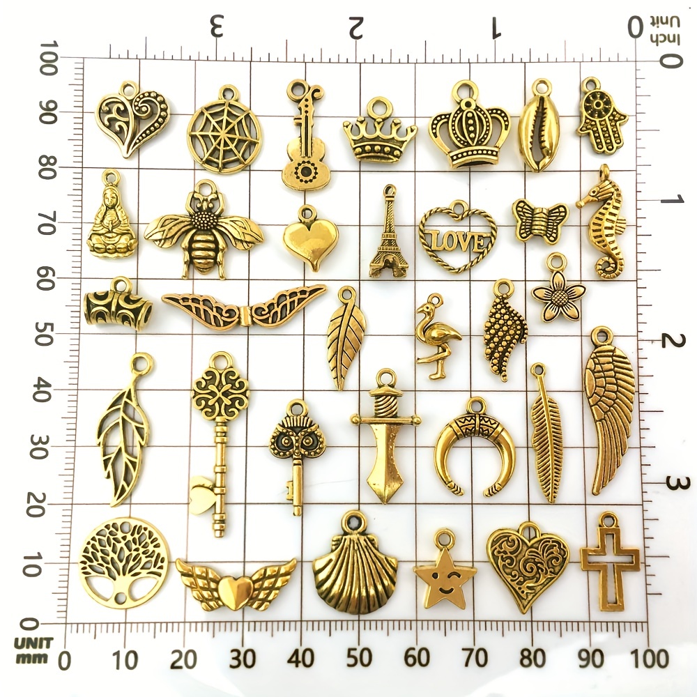 100pcs Mixed Antique Silver Metal Charms for DIY Projects