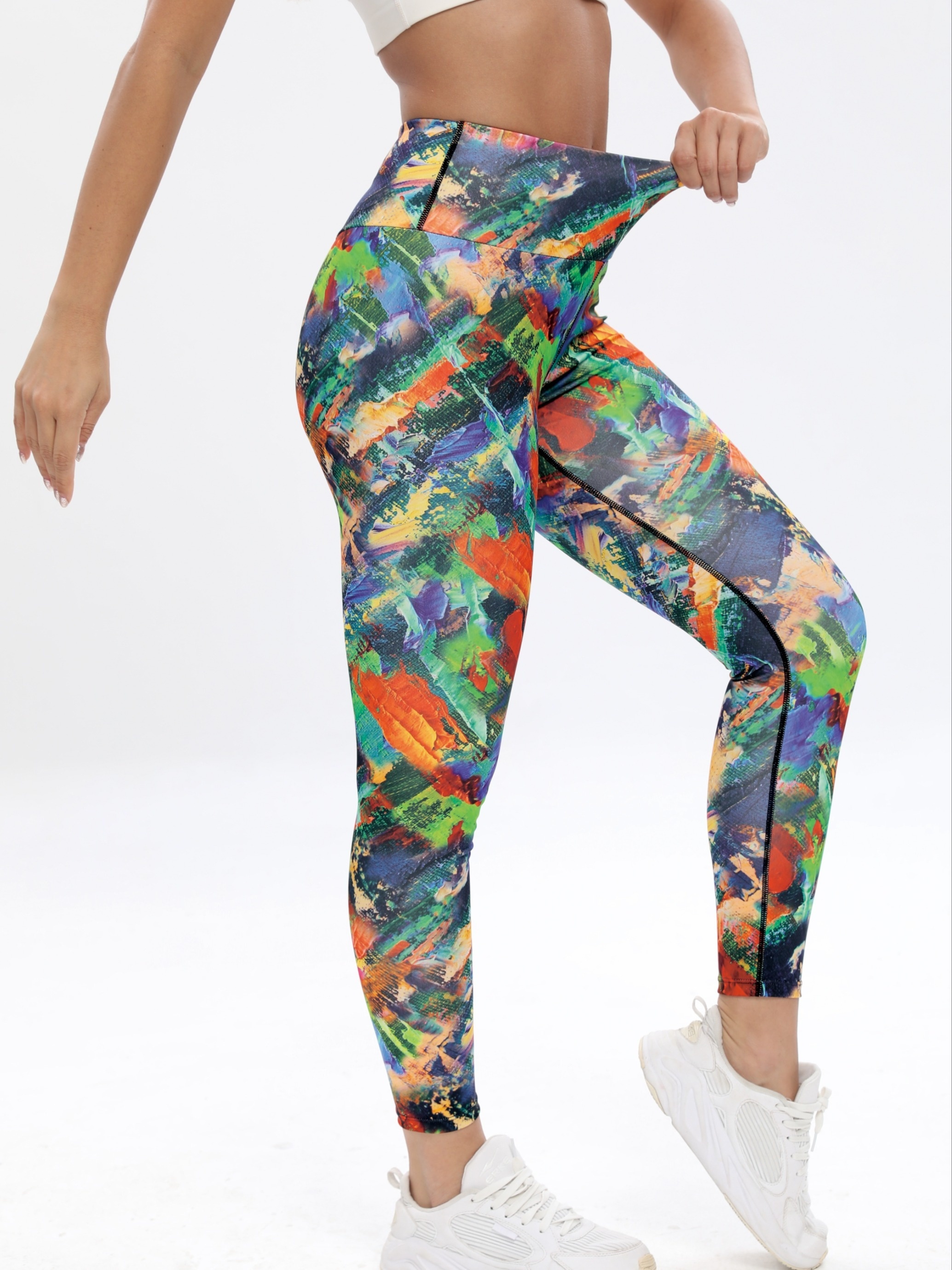 Floral Print Casual Yoga Pants, High Stretch Slim Fit Fitness Yoga  Leggings, Women's Activewear