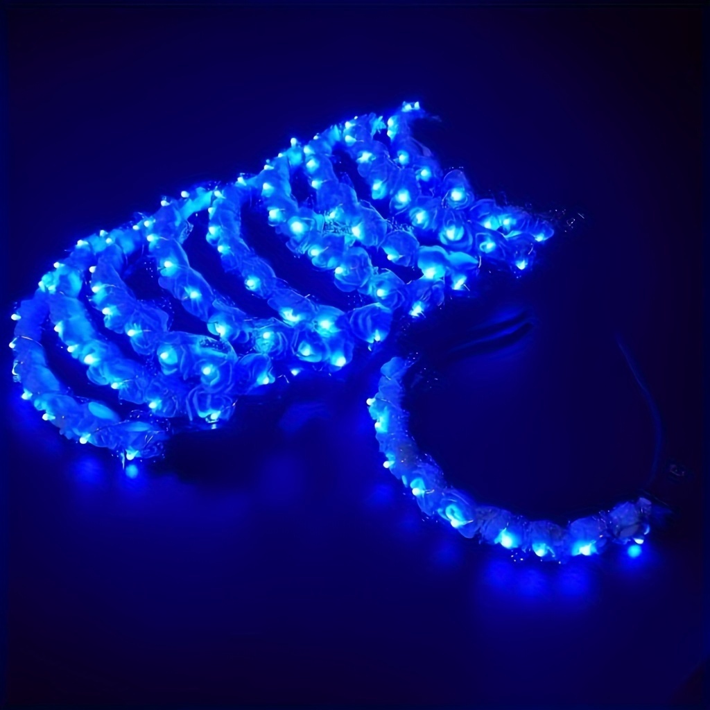 QQY Bandeaux Oreilles de Chat, bandeau de fête à LED LED s'allument bandeau  clignotant bandeau lumineux chat coiffe lumineuse (C Vert)