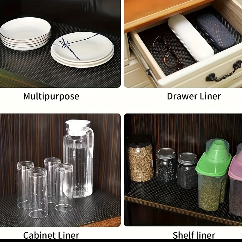 Black Shelf Liner, Kitchen Cabinet Drawer Mat, Wide, Non-adhesive