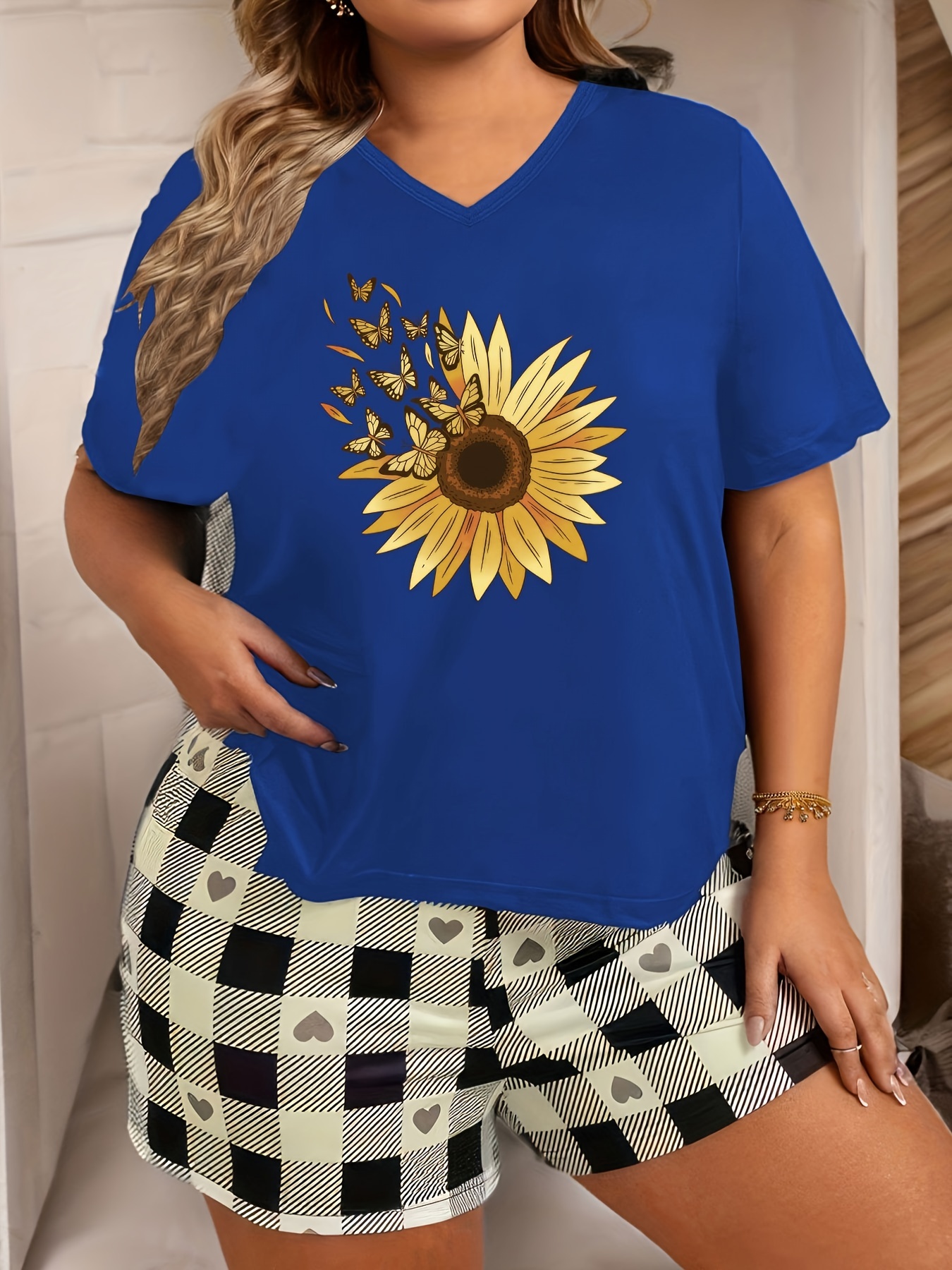 Plus Size Casual Loungewear Top Women s Plus Butterfly Temu