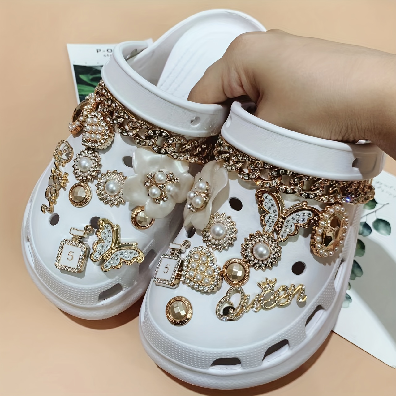 22PCS for Croc Charms Bling Flower Shoe Charms Cute Fashion