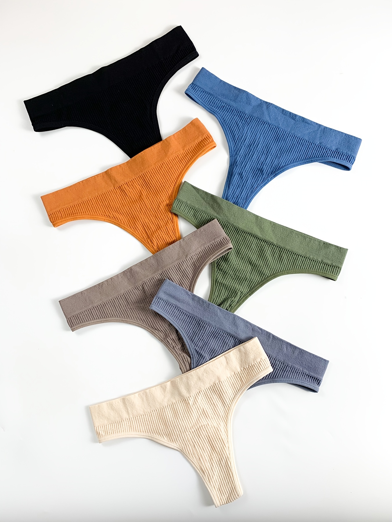 Ribbed Knit Boyshort Panties Simple Breathable Medium - Temu