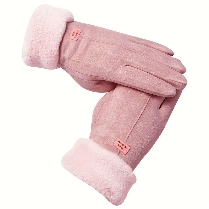 Winter Plus Velvet Warm Gloves Plush Cuff Stretch Gloves Outdoor Casual Sports Split Finger Gloves details 3