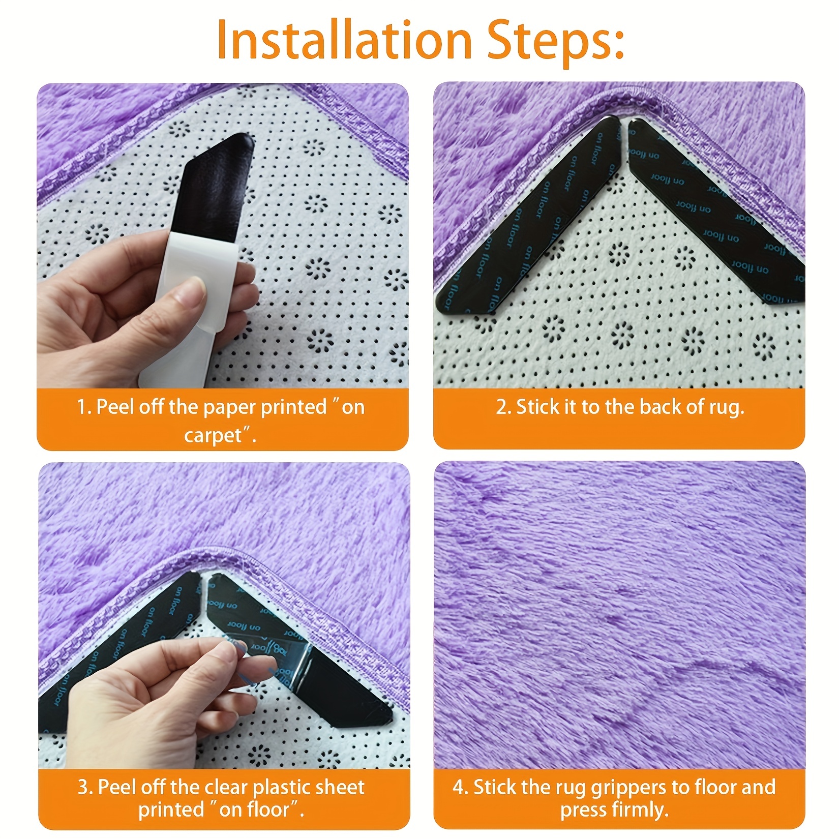1/16Pcs Carpet Non-slip Sticker Reusable Washable Anti Curling