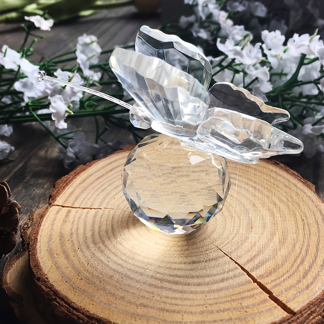 Crystal Flying Butterfly Crystal Ball Base Statue Collection - Temu