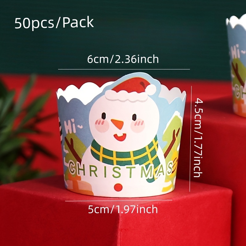 Baking Tool Christmas Snowman Elk Paper Cup, Heat Resistant Muffin Cup,  Dessert Cake Cup Baking Supplies - Temu