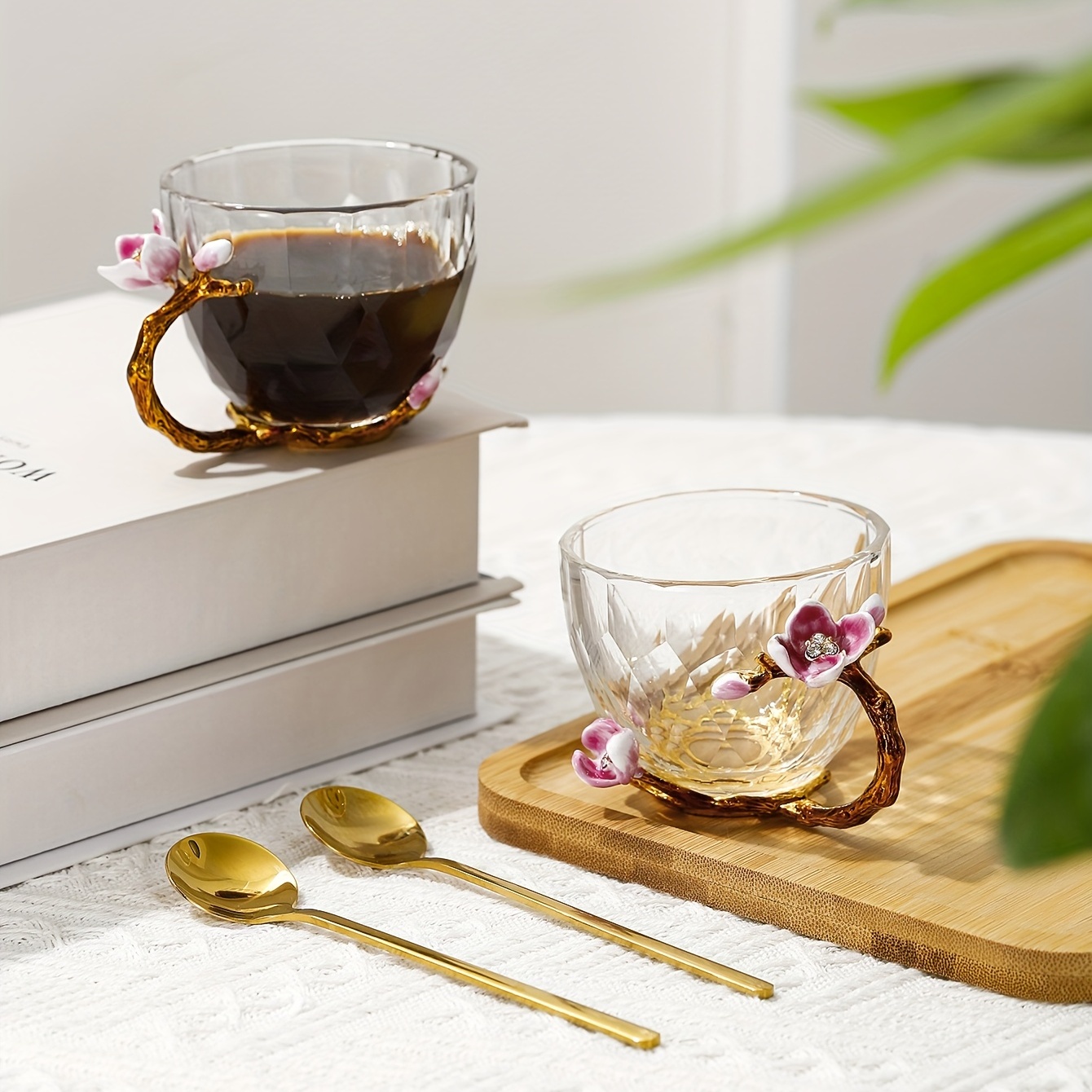 Beautiful Rose Design Crystal Tea Cup Set Butterfly Rose - Temu