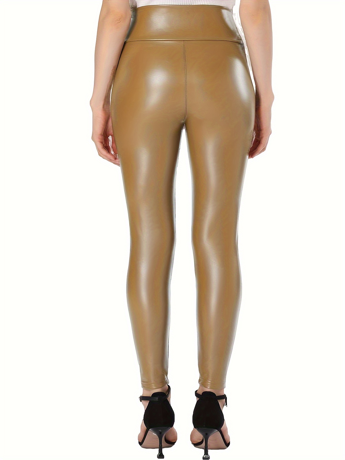 Women Leather Plain Legging