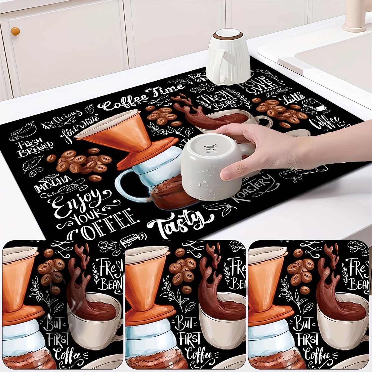 Retro Coffee Mat Coffee Bar Mat For Countertops Accessories - Temu