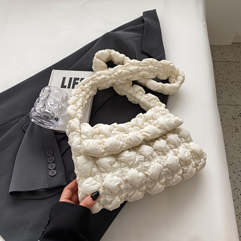 Lightweight Solid Ruched Bag Casual Quilted Handbag
