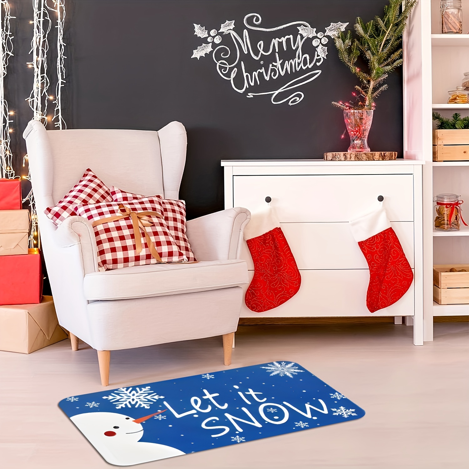 Let It Snow Christmas Door Mat Indoor Mat Creative Doormat - Temu