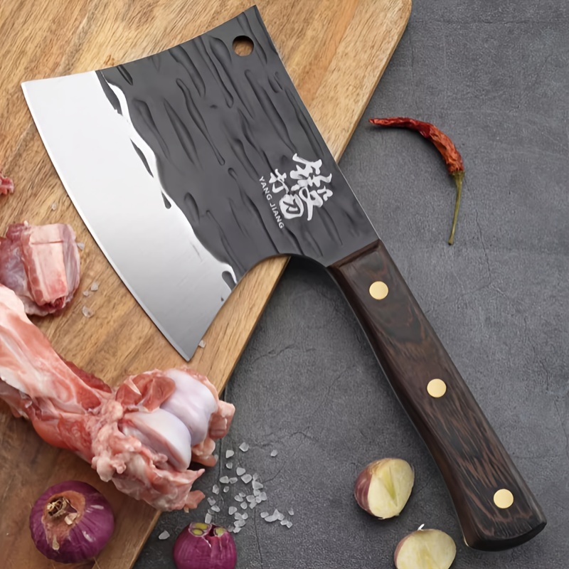  Cuchillo para carne, cuchillo de hacha gruesa de cocina para  matar huesos, cuchillo para cortar huesos para el hogar, cuchillo de cortar  resistente con mango de madera, BY KKZY (color 