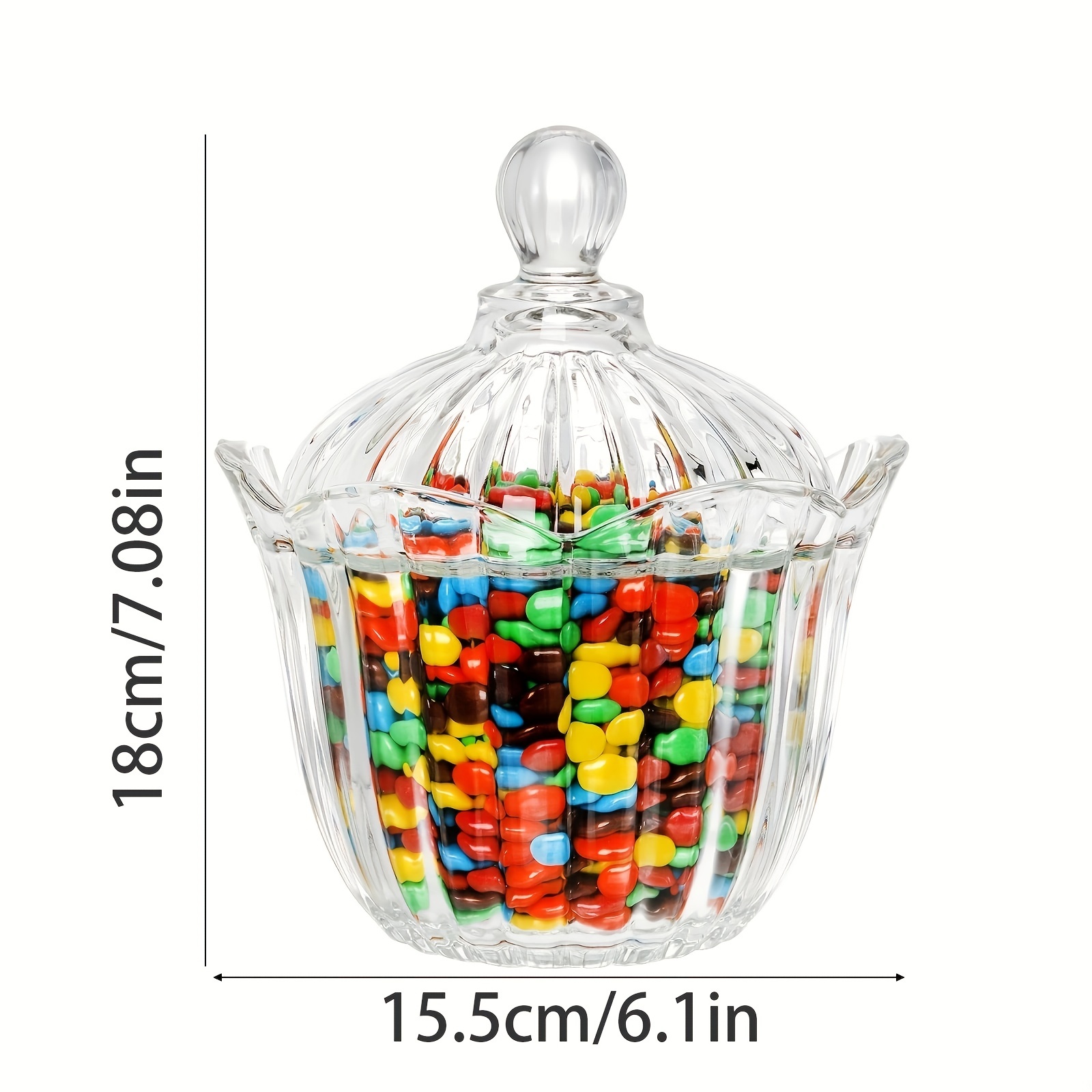 Glass Candy Plate With Lid, Decorative Candy Bowl For Desk, Buffet Or  Pantry, Vintage Style Tulip Shaped Sweet Cookie Jar, For Home Wedding Party  Supplies - Temu