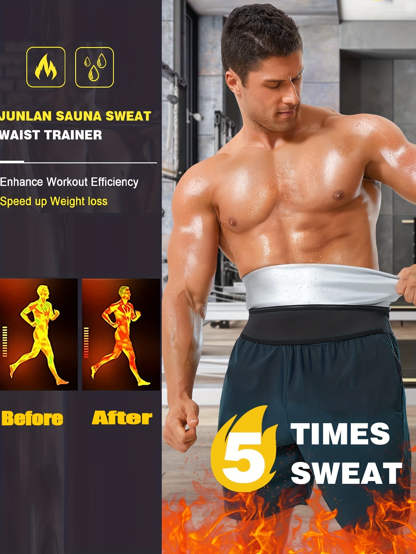 Men Fat Burning Flat Stomach Sweat Sauna Waist Trainer Waist - Temu