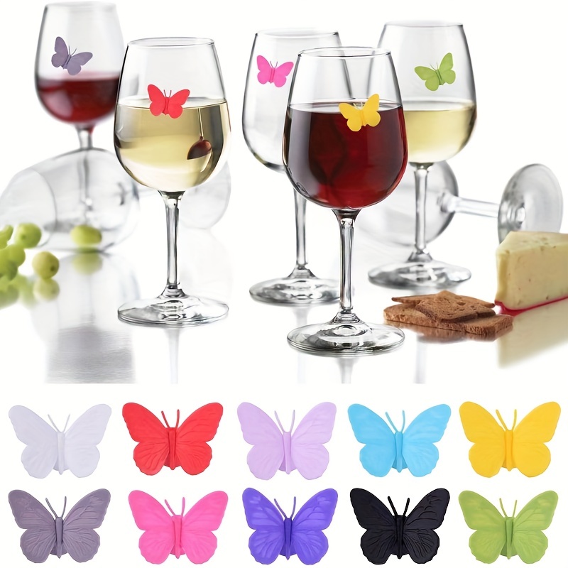 12pcs Silicone Glass Markers Party Wine Glass Marker Drink Markers Label  Tags Flamingo Wine Glass Recognizer Reusable