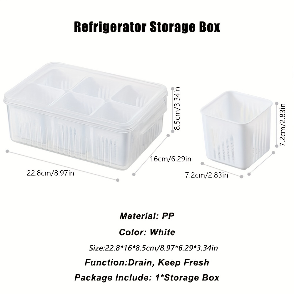 1pc Refrigerator Storage Box For Frozen Food, Sealed Preservation Container  With Partition For Onion, Ginger, Fruit And Vegetables, Blue/yellow  Optional