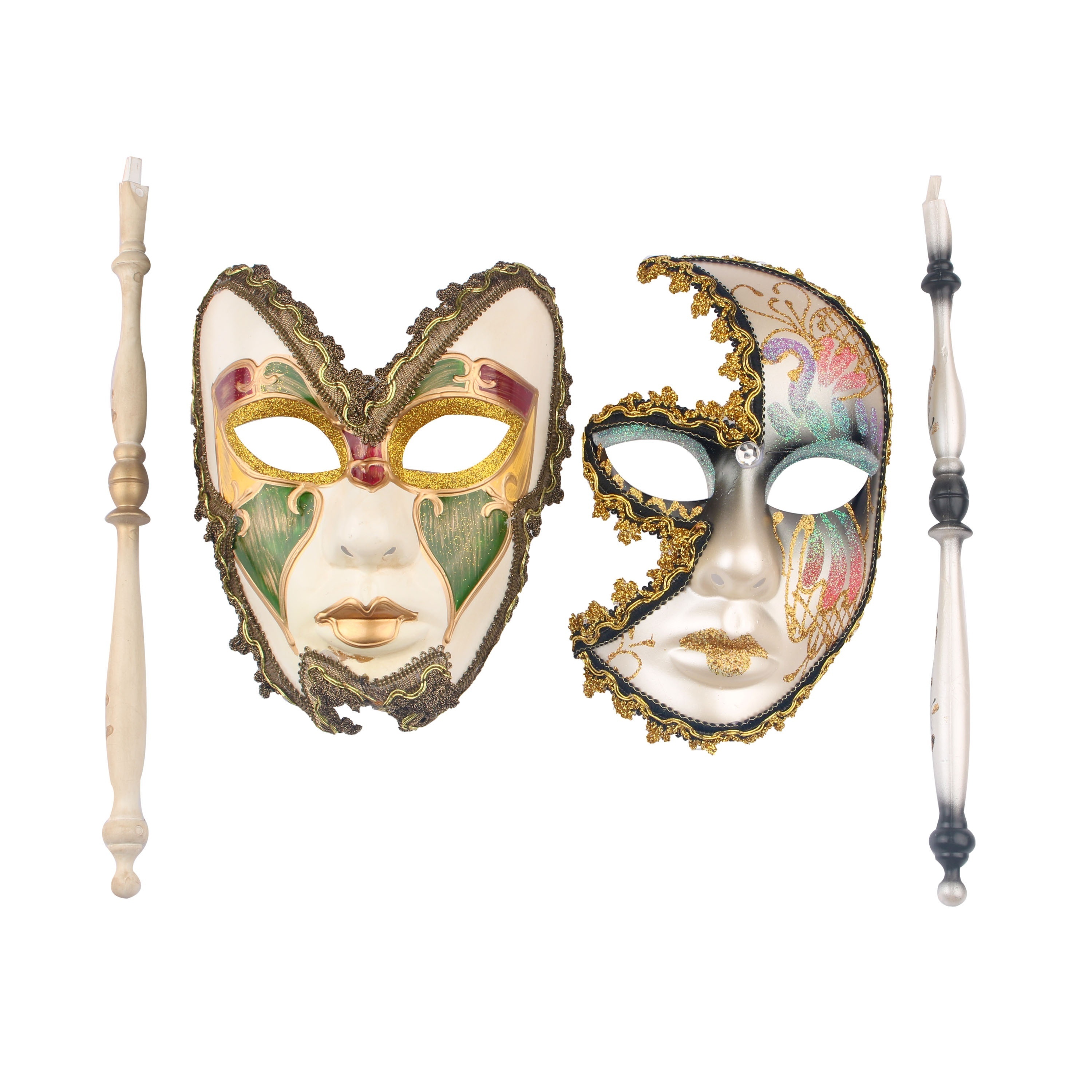 Venetian Masquerade Mask on Stick Mardi Gras Costume Half Face