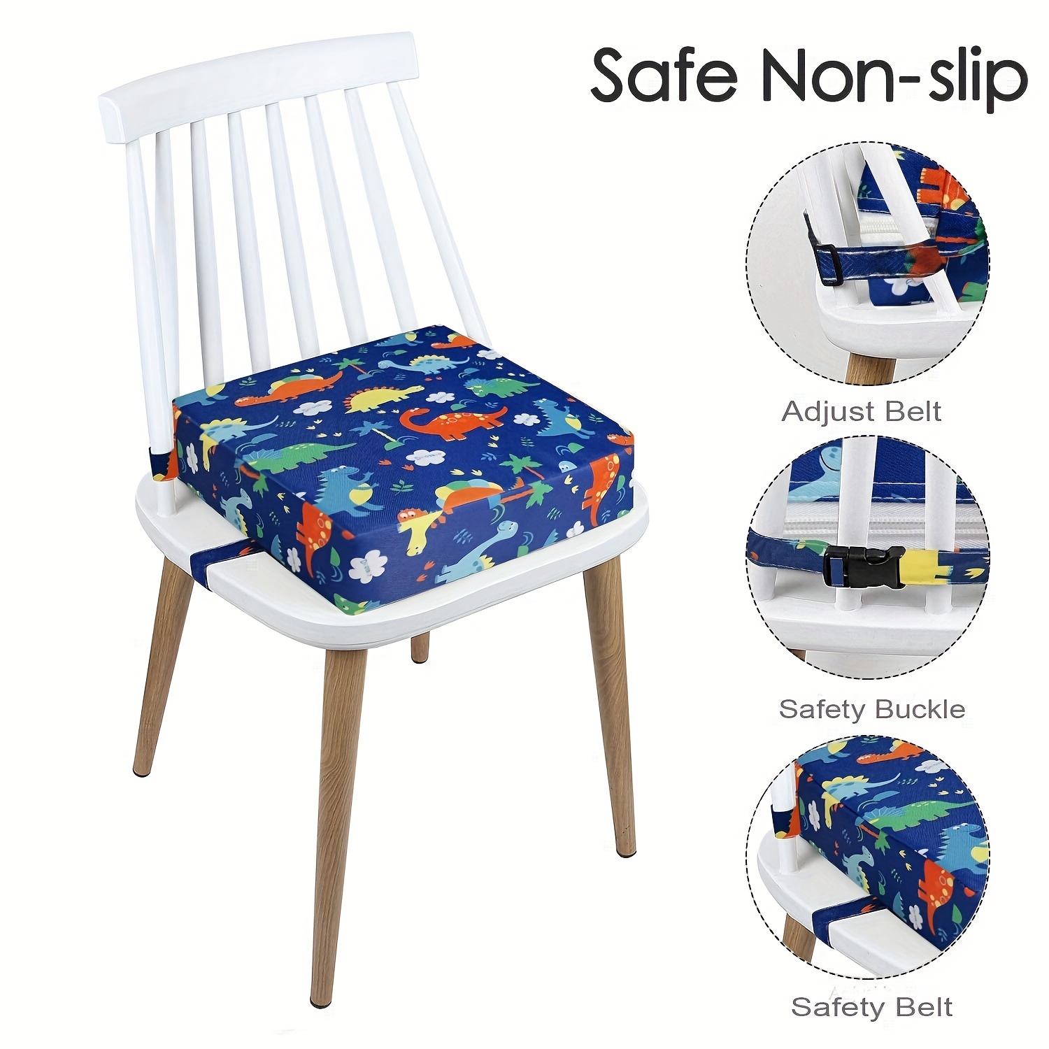 Booster Seat for Table Dining - Toddler PU Washable 2 Straps Safety Buckle  Kids Booster Seat for Dining Table, Portable Travel Increasing Cushion