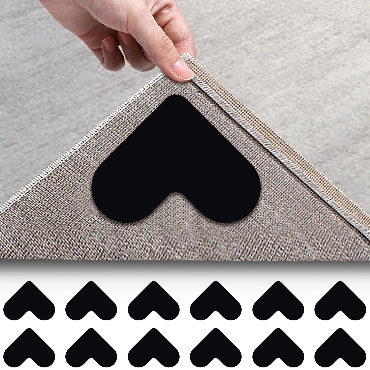 8 Pack Rug Grippers, Reusable Triangle Double Sided Adhesive Anti